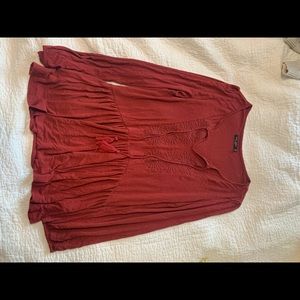 Red Boho Long Sleeved Blouse